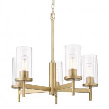  7011-5 BCB-CLR - Winslett BCB 5 Light Chandelier in Brushed Champagne Bronze with Clear Glass Shade